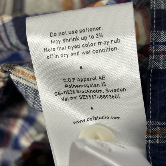 NWT C.O.F Studio Post Man Shirt Dark Blue Navy Medium - Picture 8 of 8